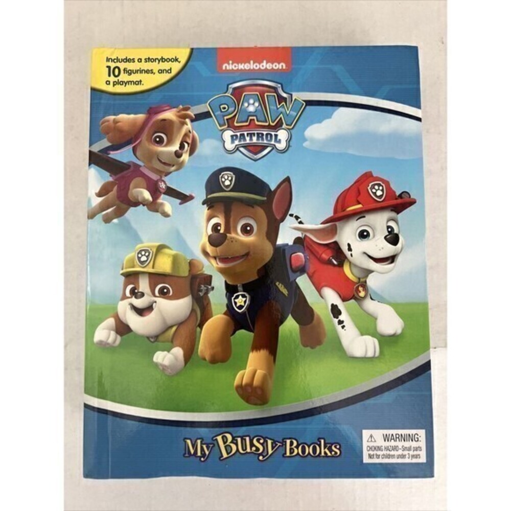 Paw Patrol Nickelodeon My Busy Book Hardcover figurines & playmat, NWOT Ages 3+